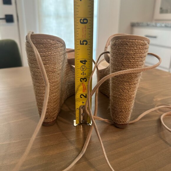 Raye Jesse Wedge - Strappy Wrap Ankle Tie Jute Wedges - Tan/Nude - Size 7.5 - Picture 8 of 14